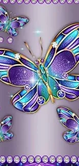 Colorful butterflies in a sparkling design.