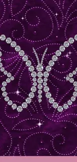 Sparkling butterfly on deep purple background wallpaper.