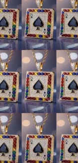 Sparkling playing card pendant wallpaper.