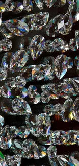 Shimmering crystal gems creating a luxurious mobile wallpaper.