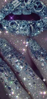 Crystal lips and nails wallpaper with sparkles.