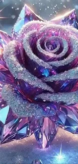 A shimmering purple crystal rose with sparkling accents.