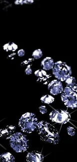 Diamonds sparkle on a sleek black background.