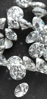 Mobile wallpaper featuring sparkling diamonds on a black background.