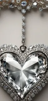 Sparkling heart-shaped diamond pendant with intricate details.