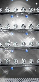 Elegant diamond pattern wallpaper with sparkling jewels and metallic background.