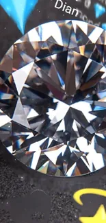 Close-up of a sparkling diamond on a black background.