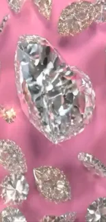 Sparkling diamonds on a pink background