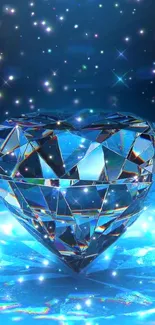 Sparkling diamond with blue background mobile wallpaper.