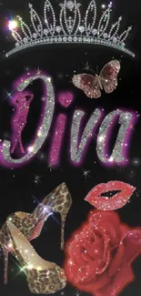 Glamorous diva themed mobile wallpaper with sparkles.