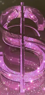 Sparkling pink dollar sign wallpaper with shimmering effects for mobile.