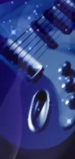 Electric guitar wallpaper with blue sparkle effect.