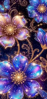 Luminous floral and butterfly digital wallpaper art.