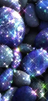 Mobile wallpaper of sparkling galaxy-like stones.