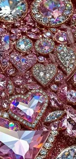 Dazzling heart-shaped pink gemstones clustered together in a sparkling design.