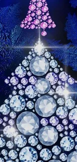 Gemstone Christmas tree in vivid blue shades.