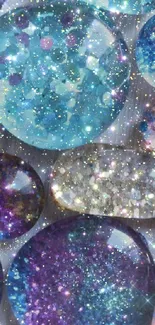 Blue and purple sparkling gemstone wallpaper.