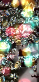 Dazzling gemstones in vibrant colors on a mobile wallpaper.