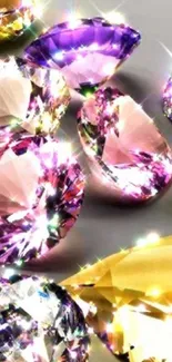 Vibrant gemstones sparkle in this elegant mobile phone wallpaper.