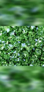 Vibrant green crystal texture wallpaper with sparkling effect.