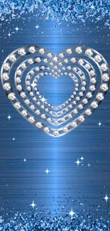 Blue background with a shimmering heart design.