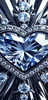 Sparkling heart-shaped crystal with jewels.