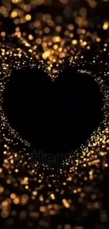 Sparkling heart on a dark background, glowing with elegance.