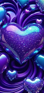 Sparkling galaxy-themed hearts in purple and blue.