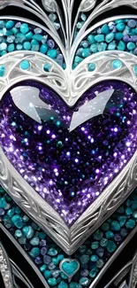 Sparkling heart gem with turquoise accents