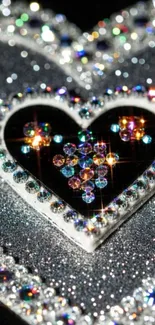 Sparkling heart gem with intricate glitter design