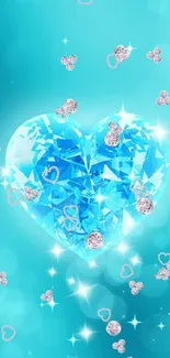 Blue sparkling heart gem with shimmering accents