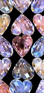 Vibrant heart-shaped gemstone wallpaper on a black background.