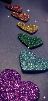 Gradient sparkling hearts with purple hues.