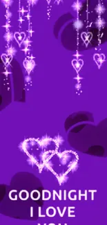 Sparkling heart night wallpaper with a loving 'Goodnight' message.