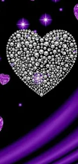 Black background with a diamond heart and purple accents.