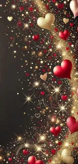 Vibrant heart-themed mobile wallpaper with sparkling designs.