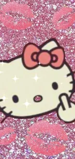 Hello Kitty with sparkling pink background.