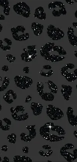 Sparkling black leopard print wallpaper for mobile