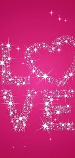 Sparkling love wallpaper with magenta background.