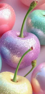 Glittering pastel fruits with vibrant colors.
