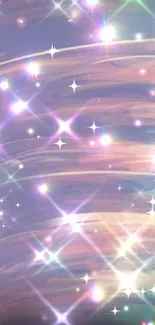 Pastel galaxy wallpaper with sparkling stars.