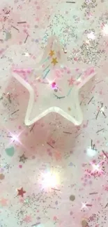 Whimsical pastel star wallpaper with glitter highlights.