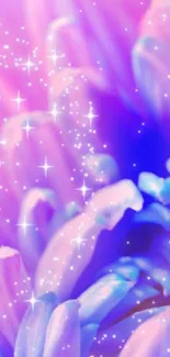 Pink and purple petals with sparkles in a dreamy wallpaper.