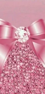 Sparkling pink bow wallpaper with glittering background.