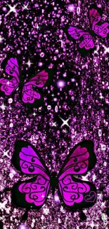 Sparkling pink butterfly wallpaper with glitter and elegance.