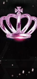 Pink sparkling crown on dark background wallpaper