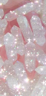 Shimmering pink crystal mobile wallpaper with glittering details.