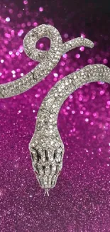 Diamond-encrusted art on pink glitter background