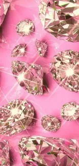 Sparkling pink diamond wallpaper with shining gems.