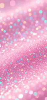 Vibrant pink glitter wallpaper with shimmering sparkles.